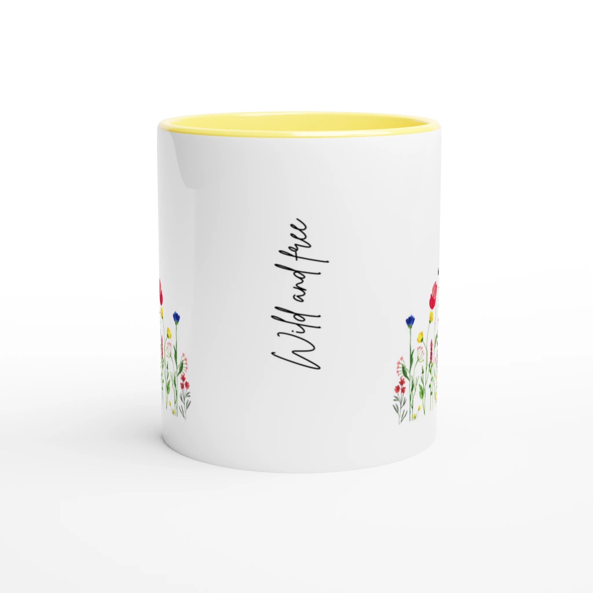 White 11oz Ceramic Mug with Color Inside - Wildflower
