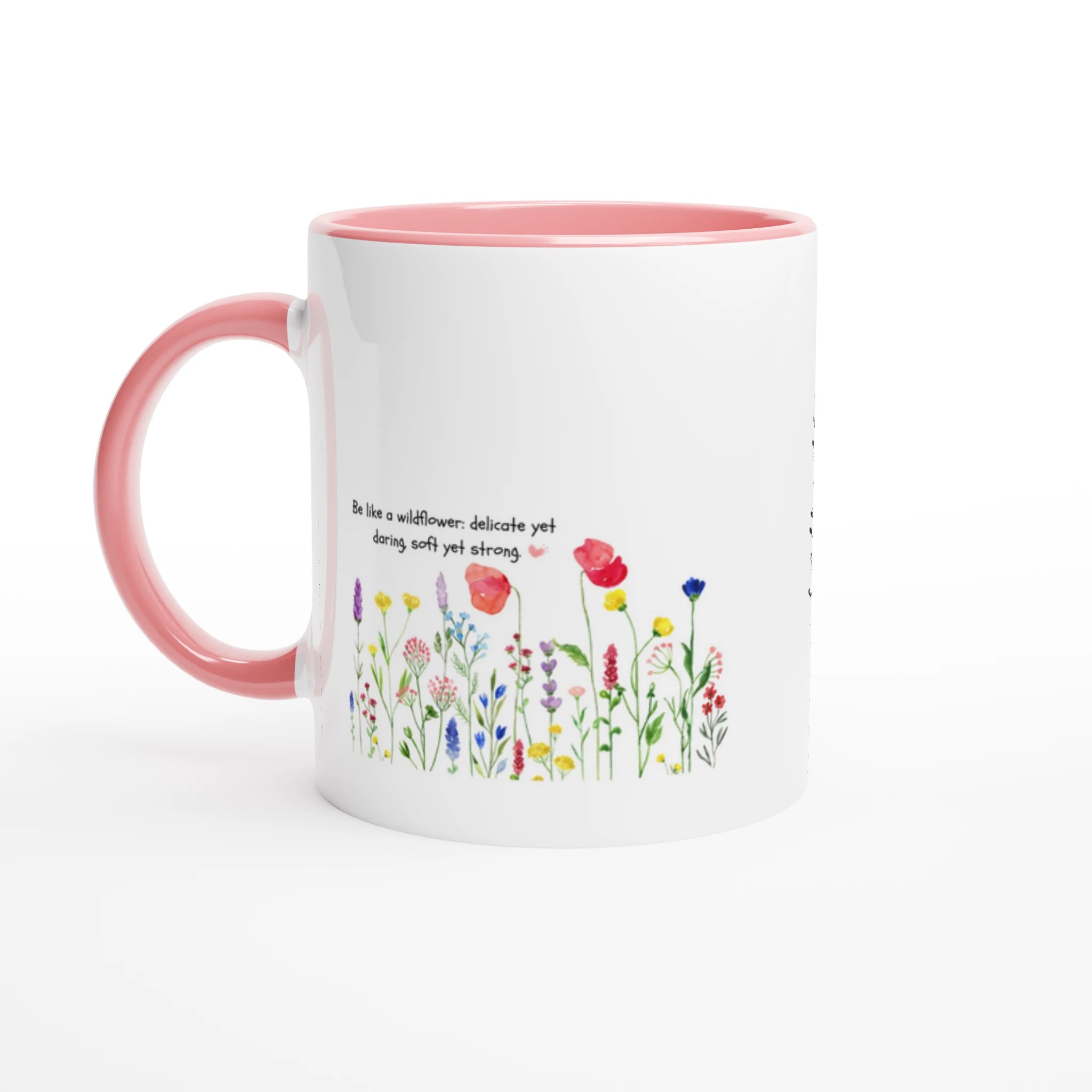 White 11oz Ceramic Mug with Color Inside - Wildflower