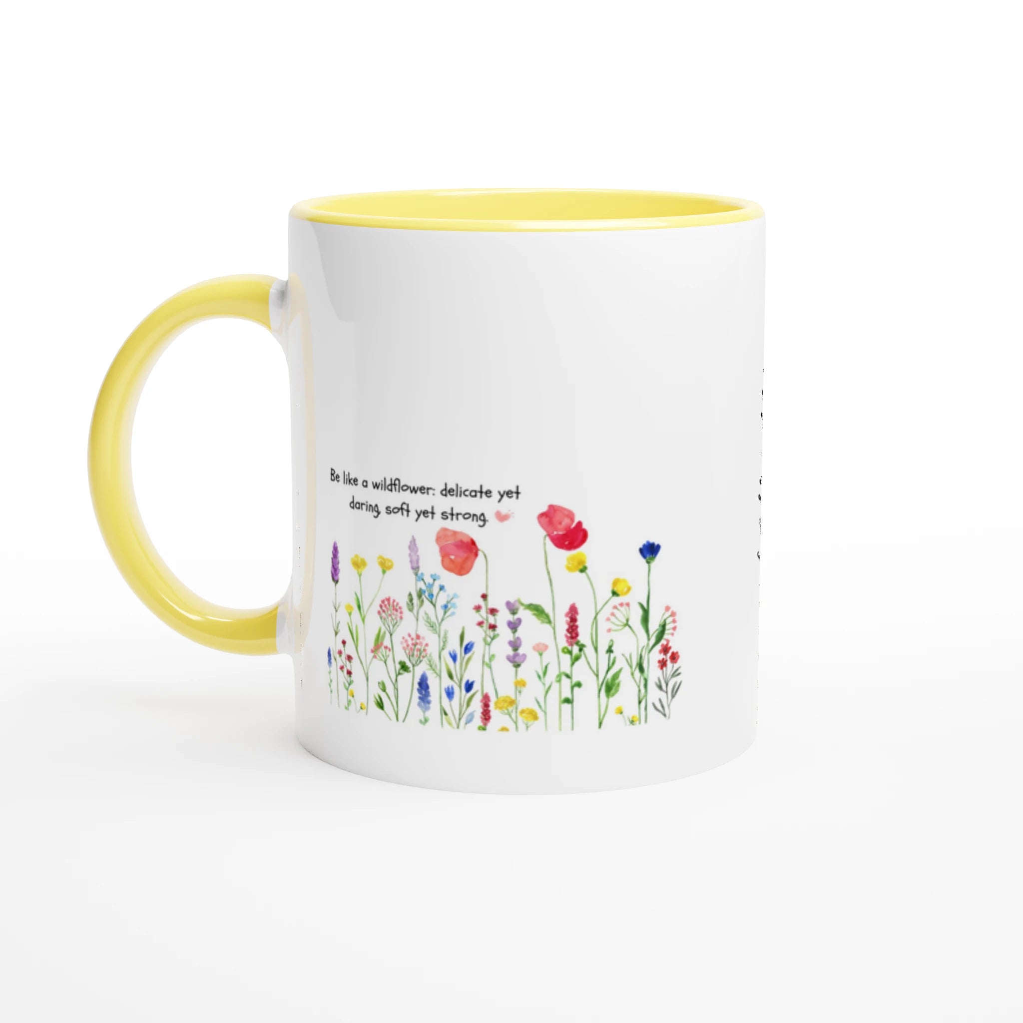 White 11oz Ceramic Mug with Color Inside - Wildflower