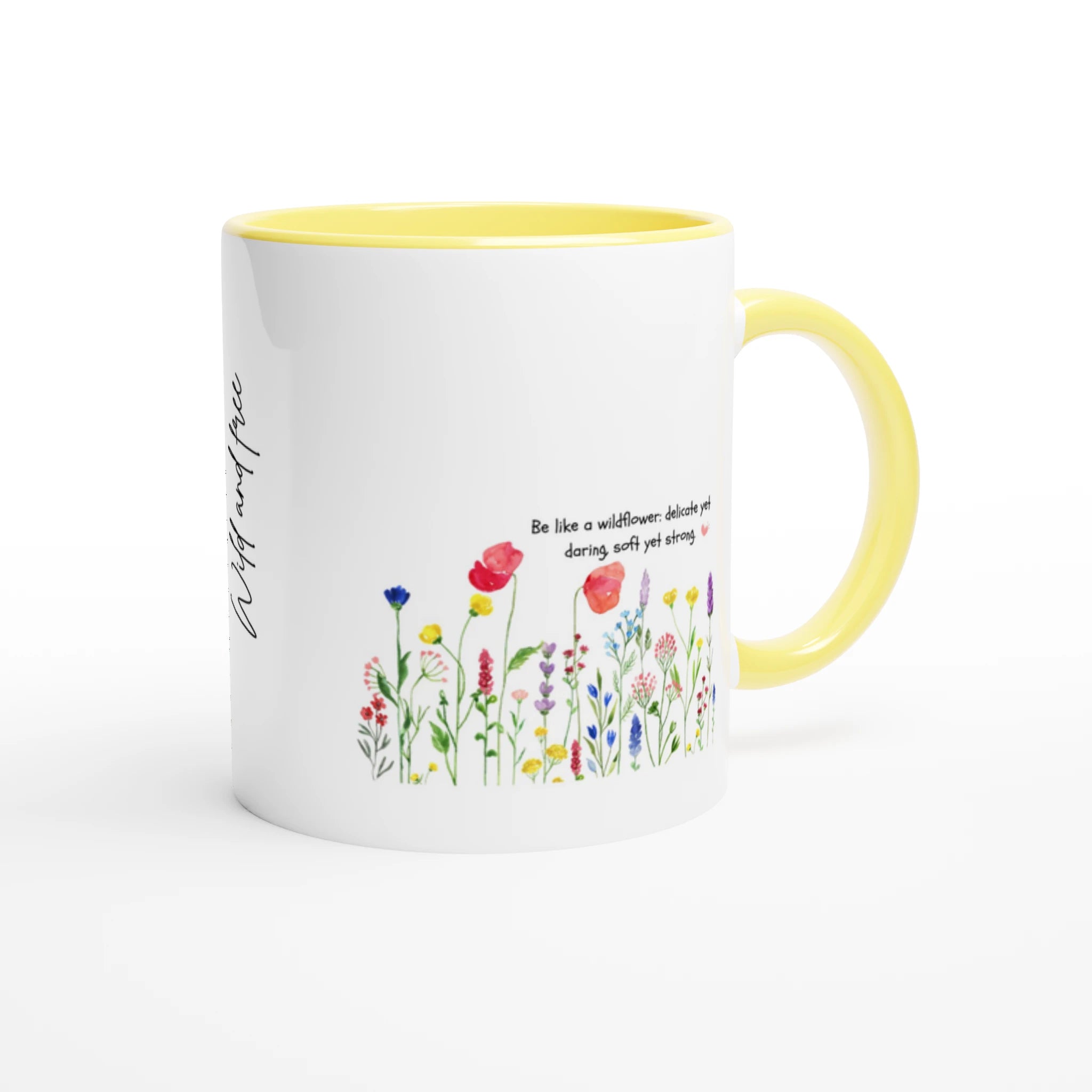 White 11oz Ceramic Mug with Color Inside - Wildflower