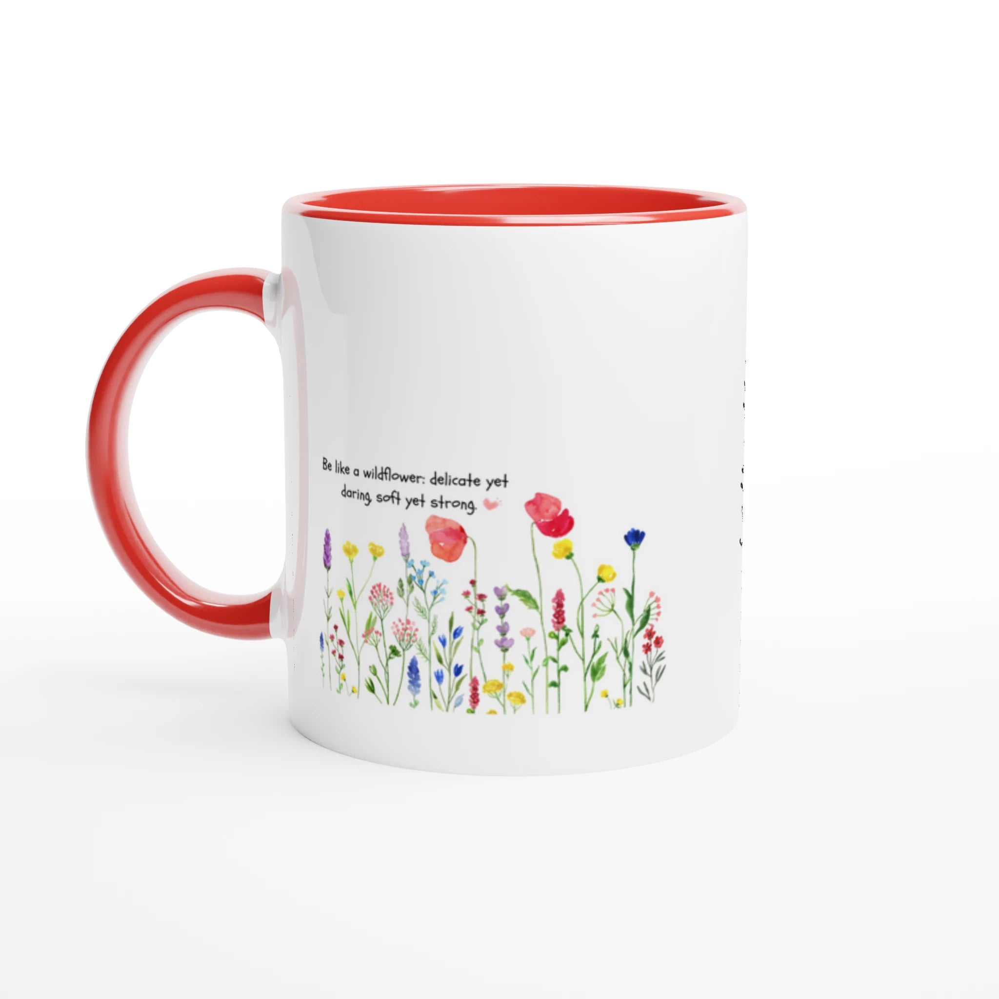 White 11oz Ceramic Mug with Color Inside - Wildflower