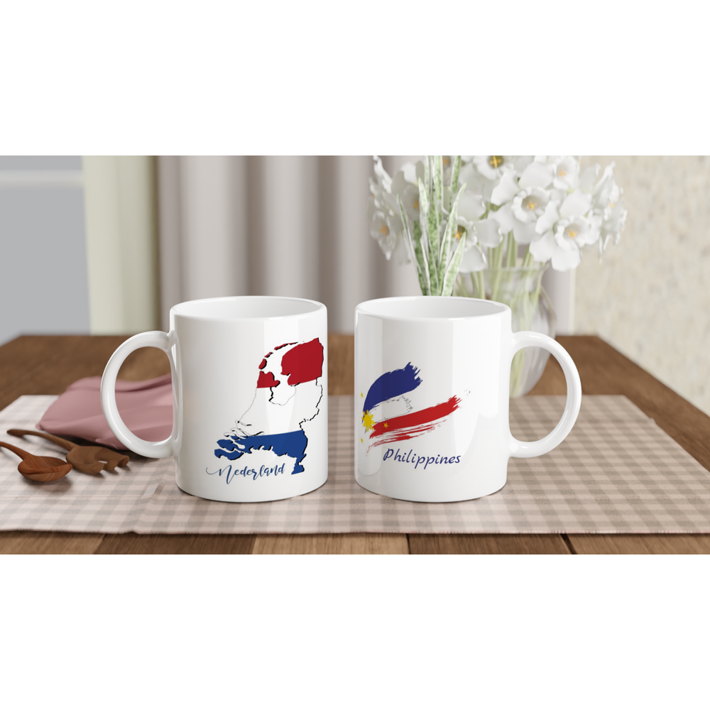 White 11oz Ceramic Mug- PH/NL Flag