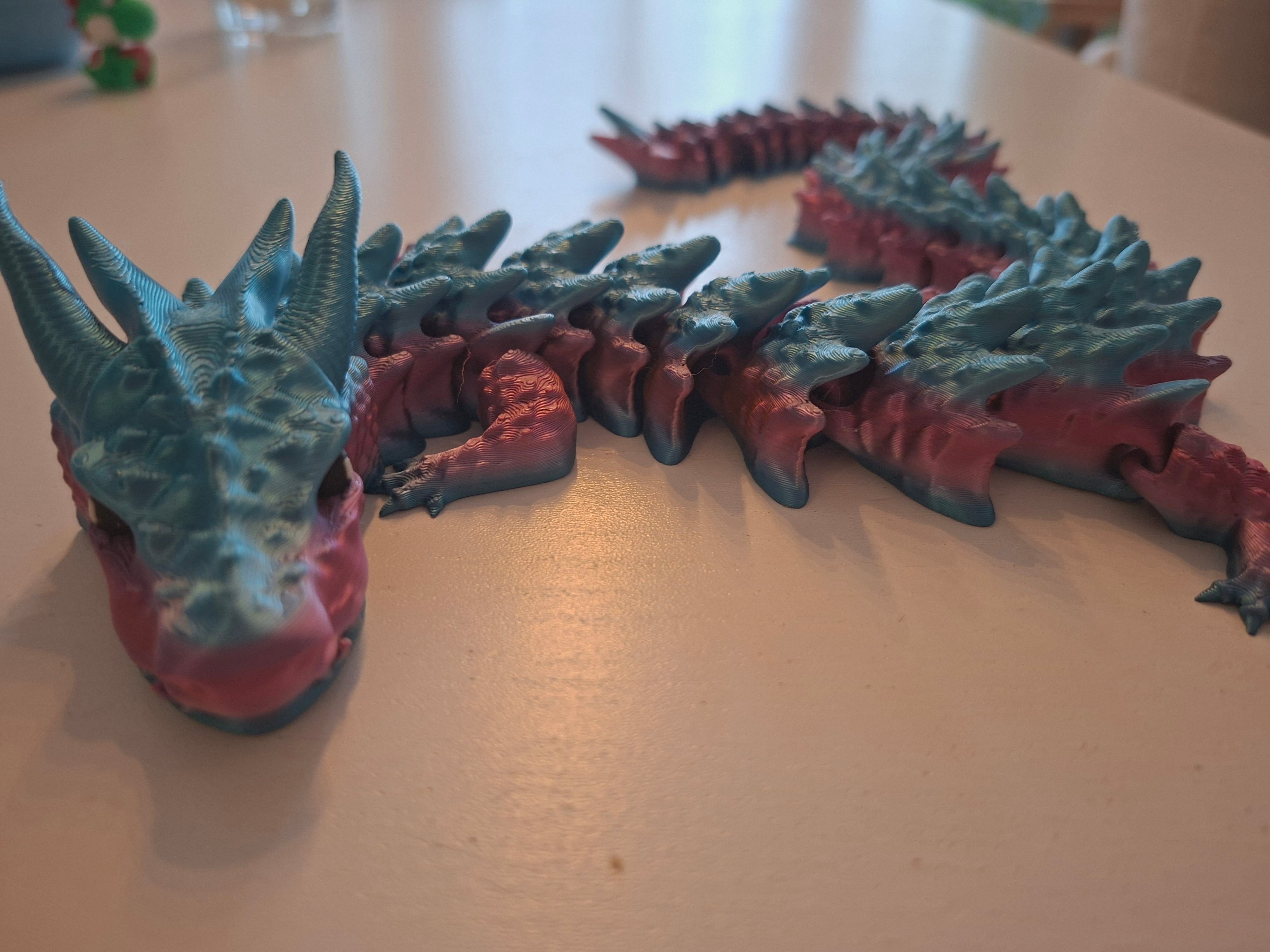 Articulated Dragon Toy, 3D Printed Flexible Figurine