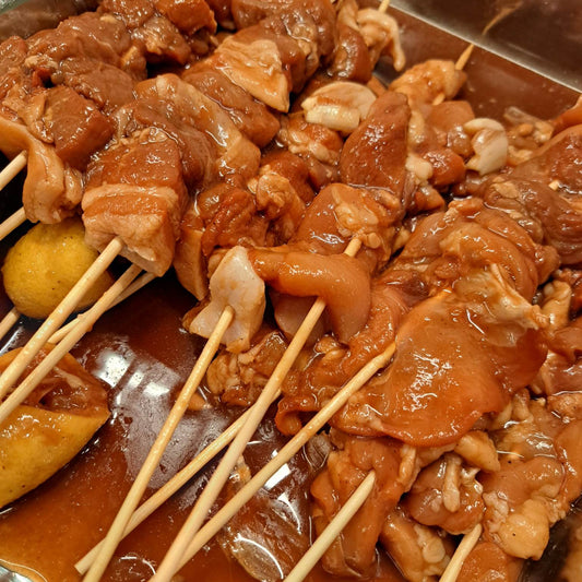 Halal Filipino-style chicken barbecue skewers