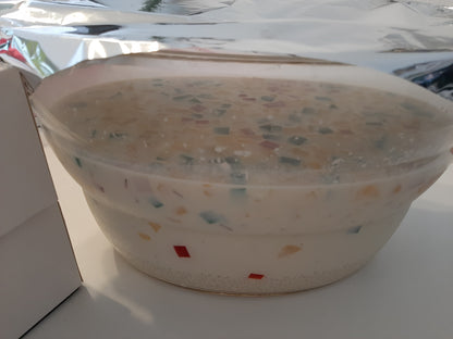 Large container of creamy Sago’t Gulaman with colourful jelly